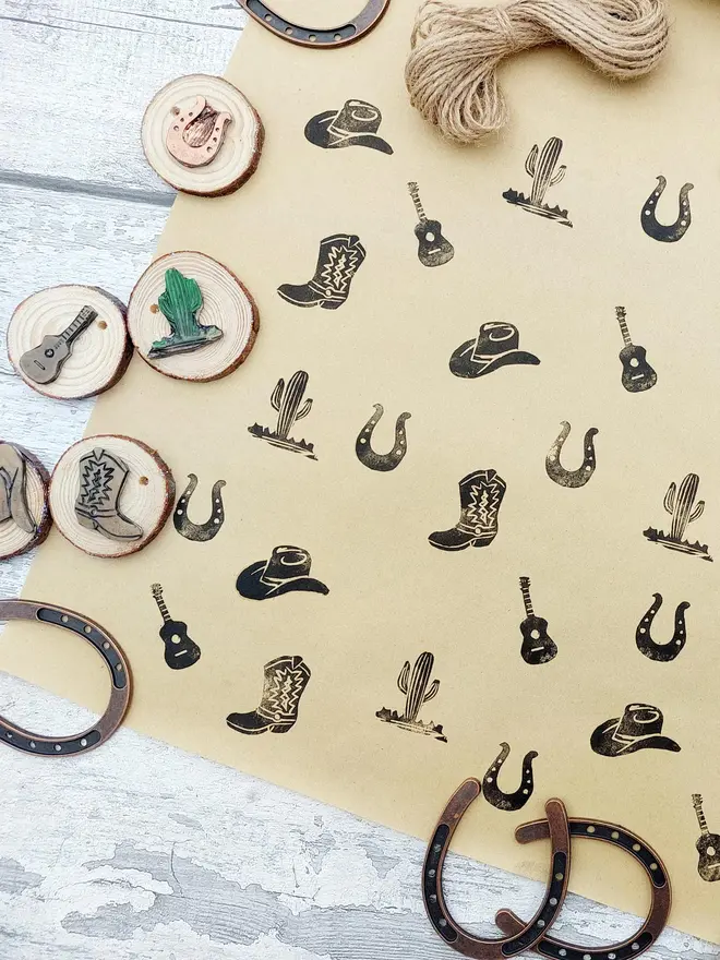 cowboy themed ink stampers