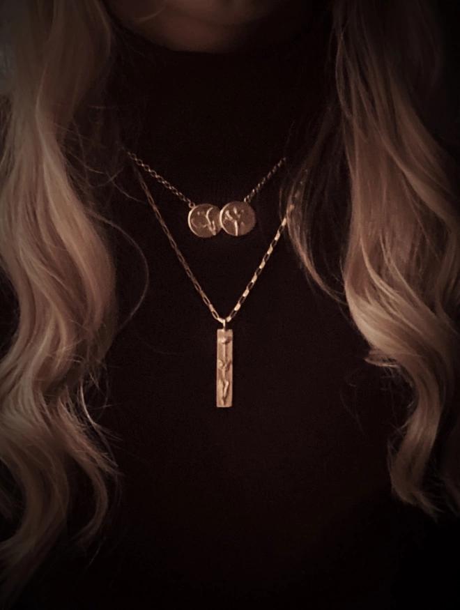 Gold Double Coin Necklace 