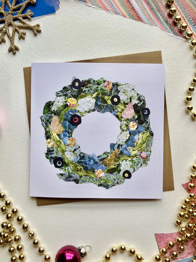 festive wreath christmas card 
