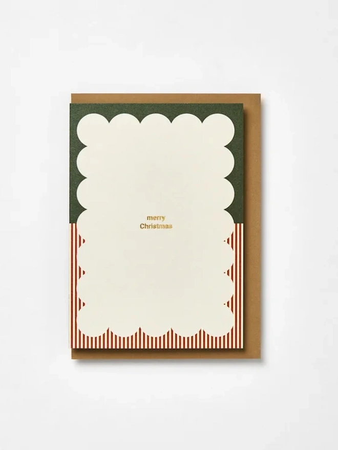 Scallop Window Stripe Merry Christmas (Pack Of 6)