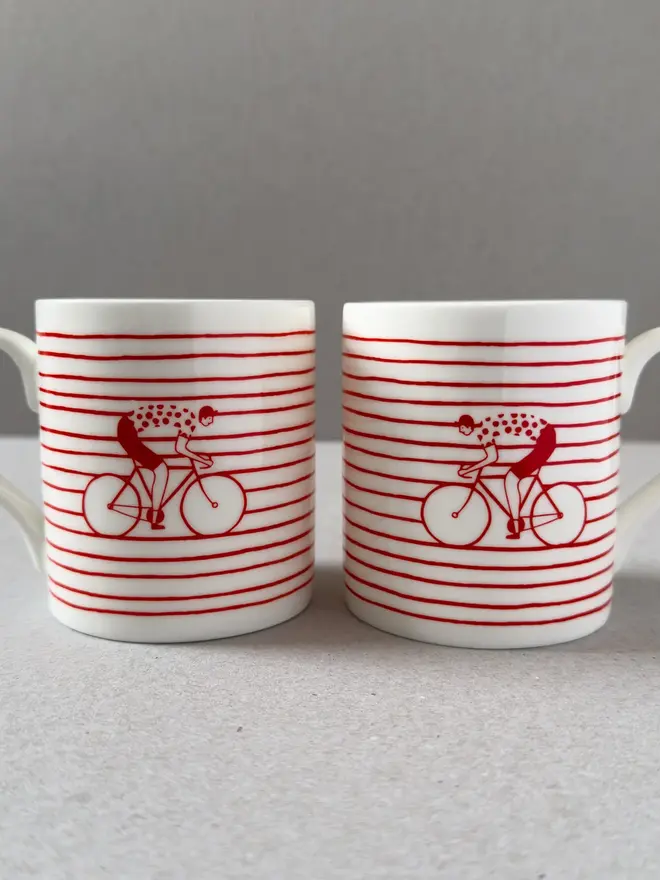 red white stripe cyclist mug