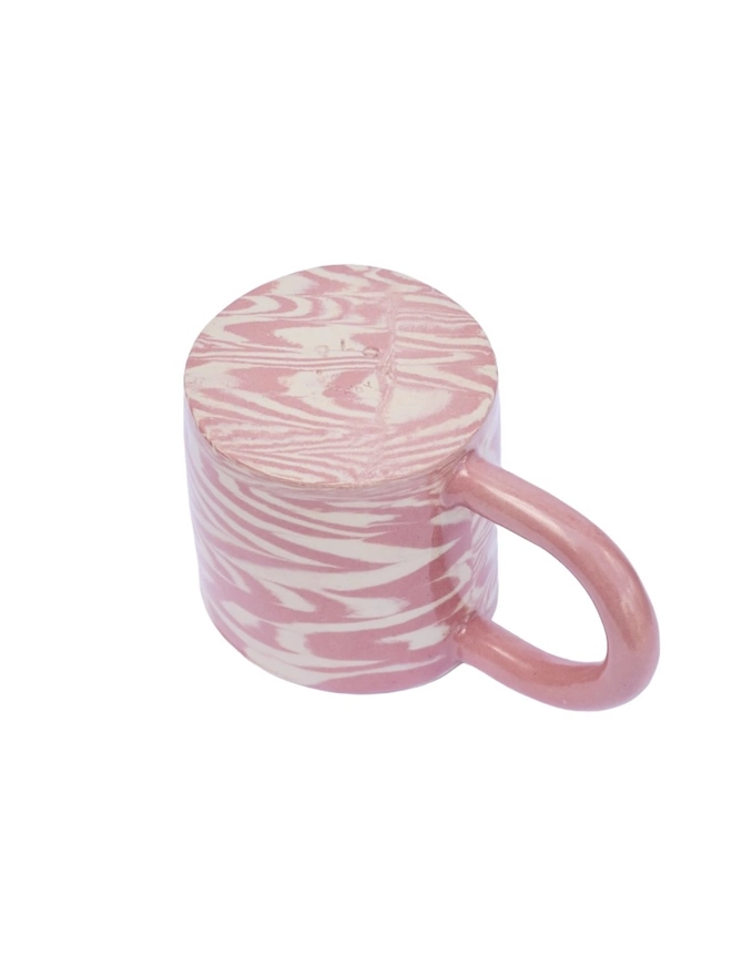 Herringbone Chunky Mug, a colourful mug sitting on a white surface against a plain backdrop. 
