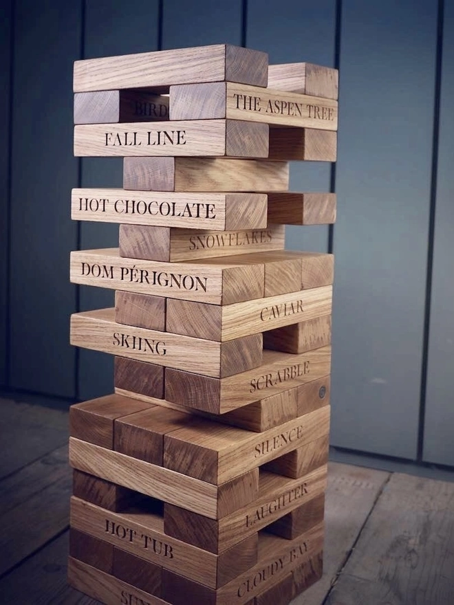 Personalised Oak Jenga Set