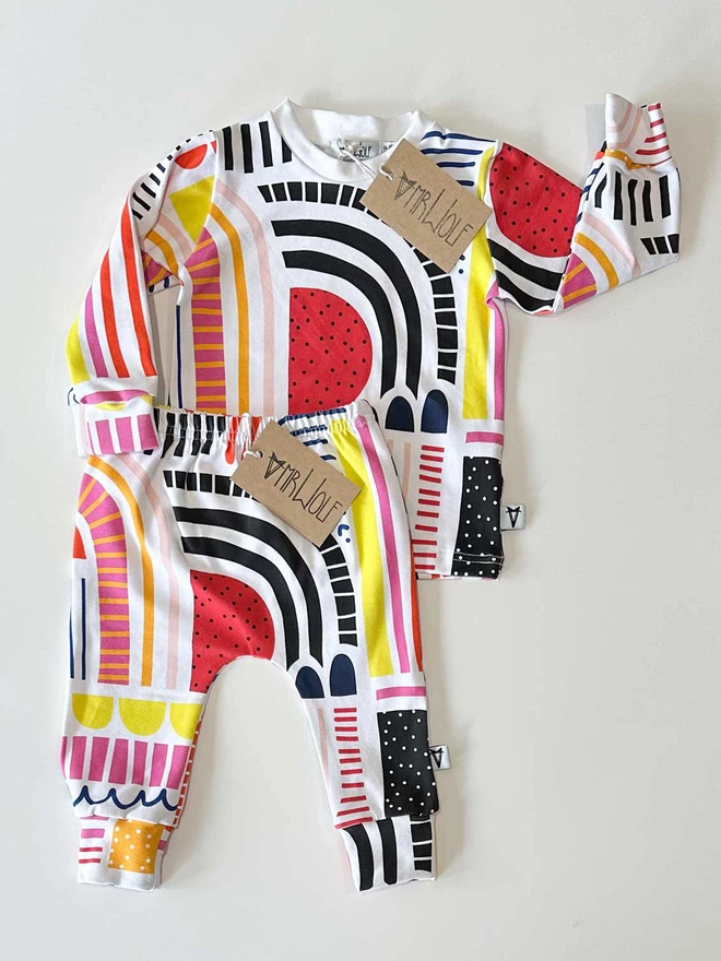 colour block print baby leggings, baby leggings, toddler leggings, colour block, art print