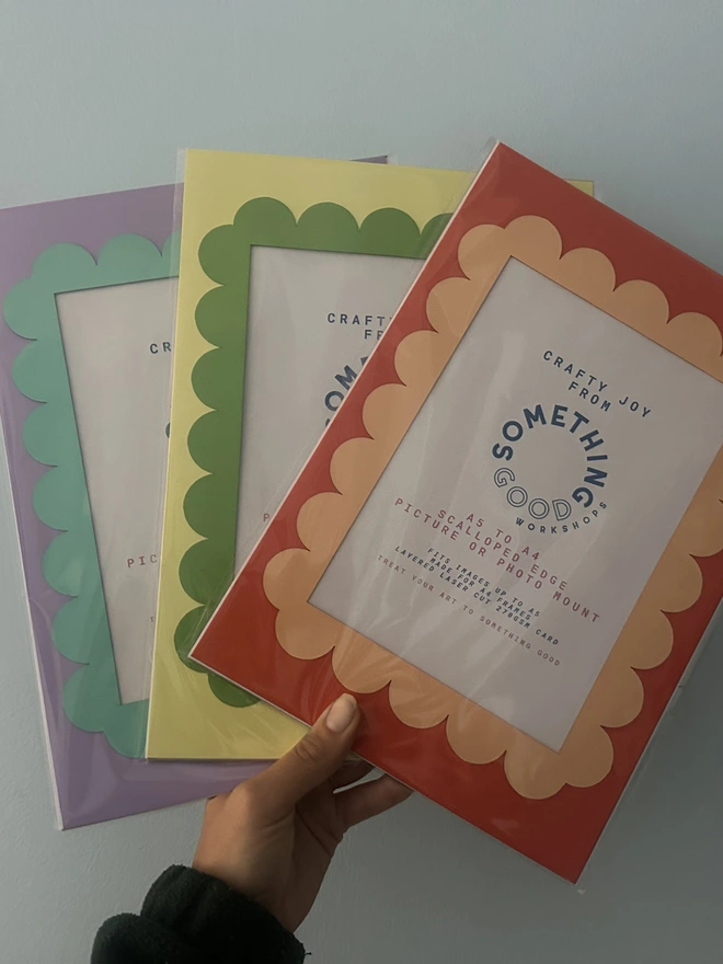A5 to A4 Scallop Edge Picture Mount, in Pop Colours
