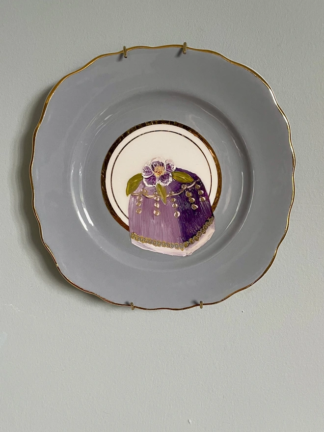 blueberry fondant painting on plate