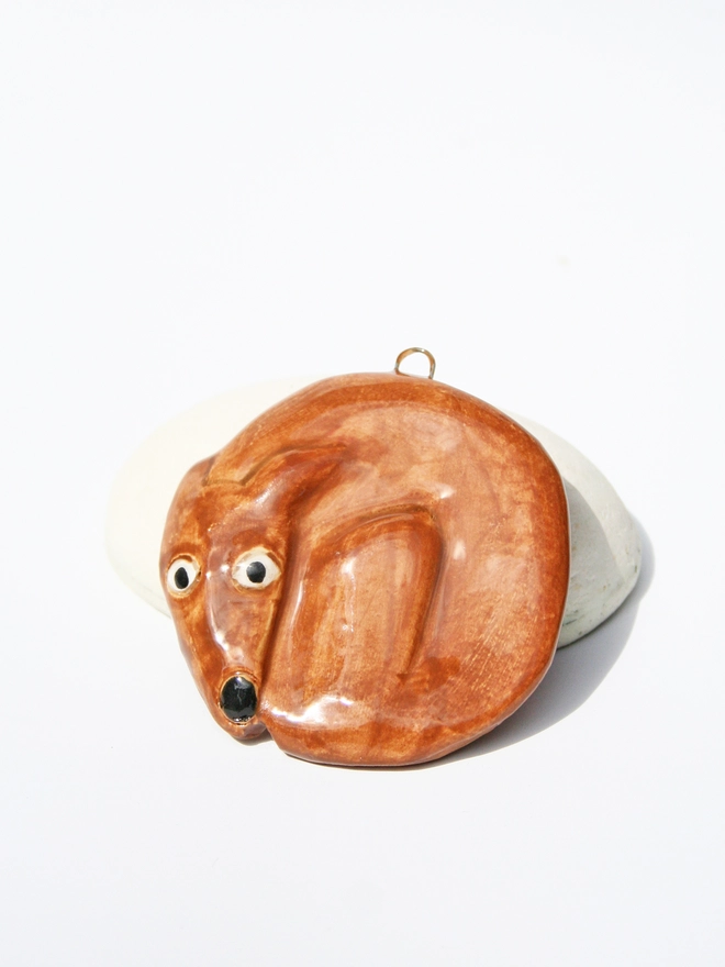 lurcher whippet greyhound longdog ceramic decoration dog cute handmade pottery dog ornament