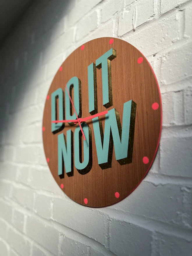 do it now hand painted gilded clock