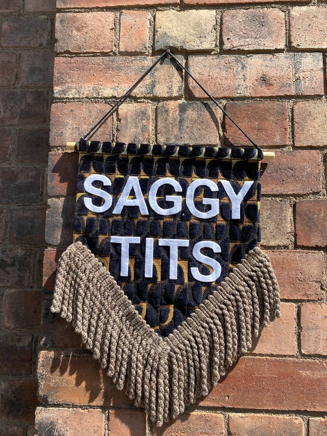 vintage velvet wall hanging with custom text