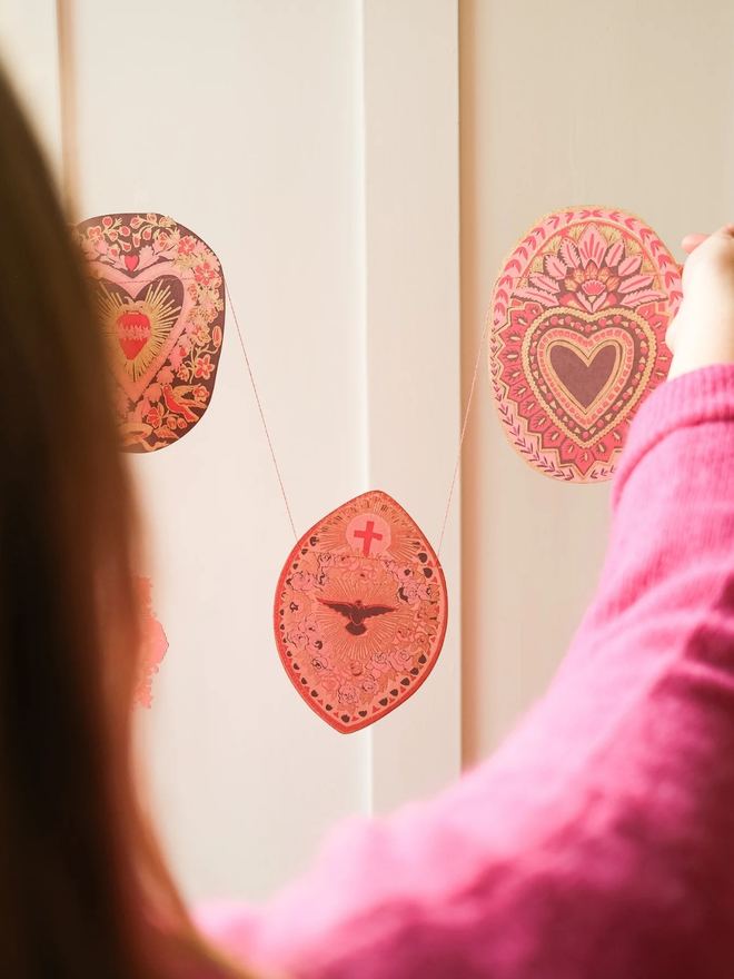 Saint Valentine Heart Sewn Garland