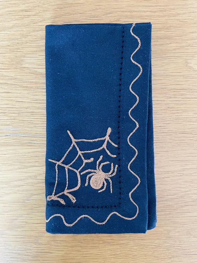 embroidered spider napkin