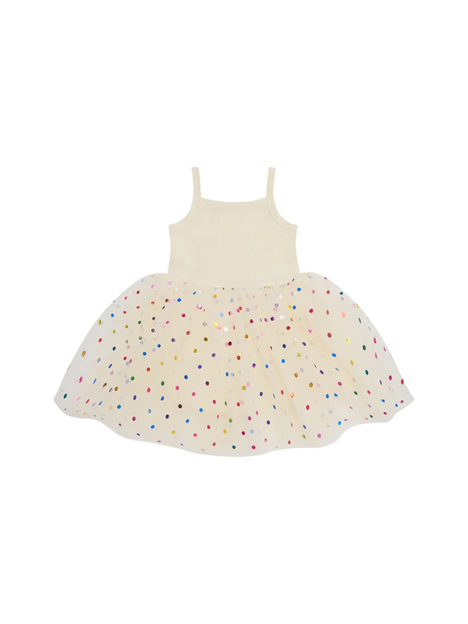 cream kids' spot dress