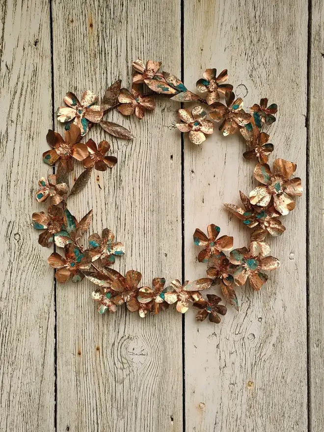 Verdigris Copper Anemone Wreath
