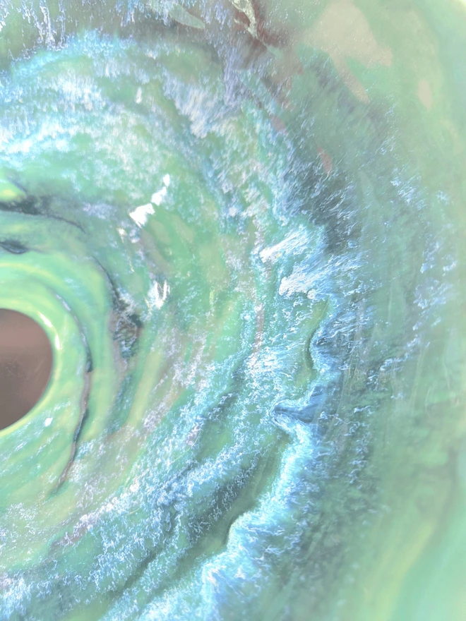 CLOSE UP GLAZE CERAMIC BATHROOM BASIN, JENNY HOPPS POTTERY