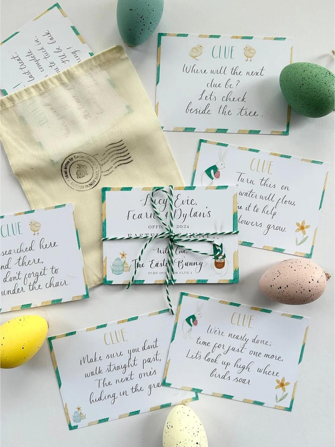 personalised easter egg hunt clue cards