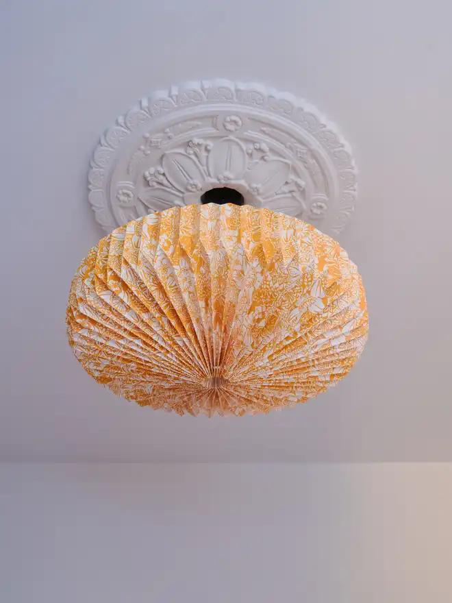 Yellow floral paper lightshade