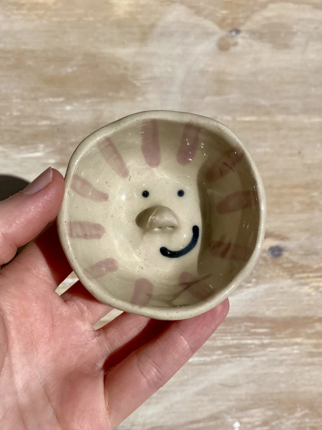 lilac stripe trinket bowl - held
