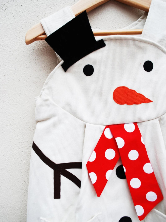 kids corduroy snowman pinafore