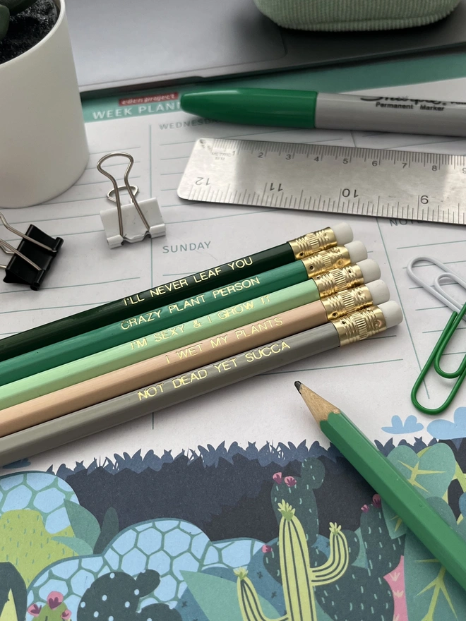 Plant Lovers Themed Pencil Set (Set of 5)