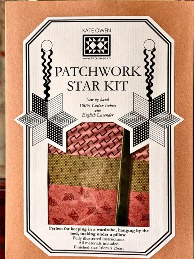 Lavender Patchwork Star Kit, close up. 
