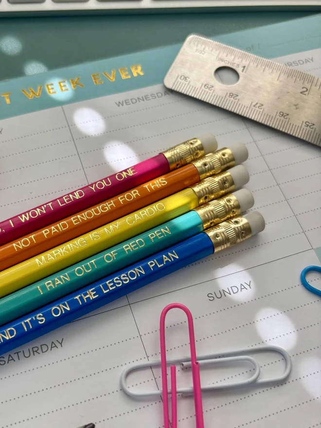Funny Teacher Pencil Gift (Set Of 5)