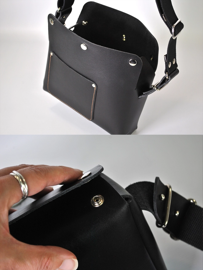 Small Handmade Black Leather Bag