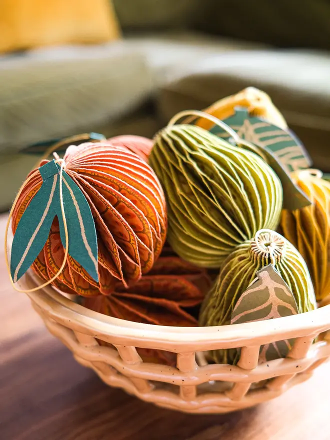 Orange Honeycomb Ornament (Set Of 6)