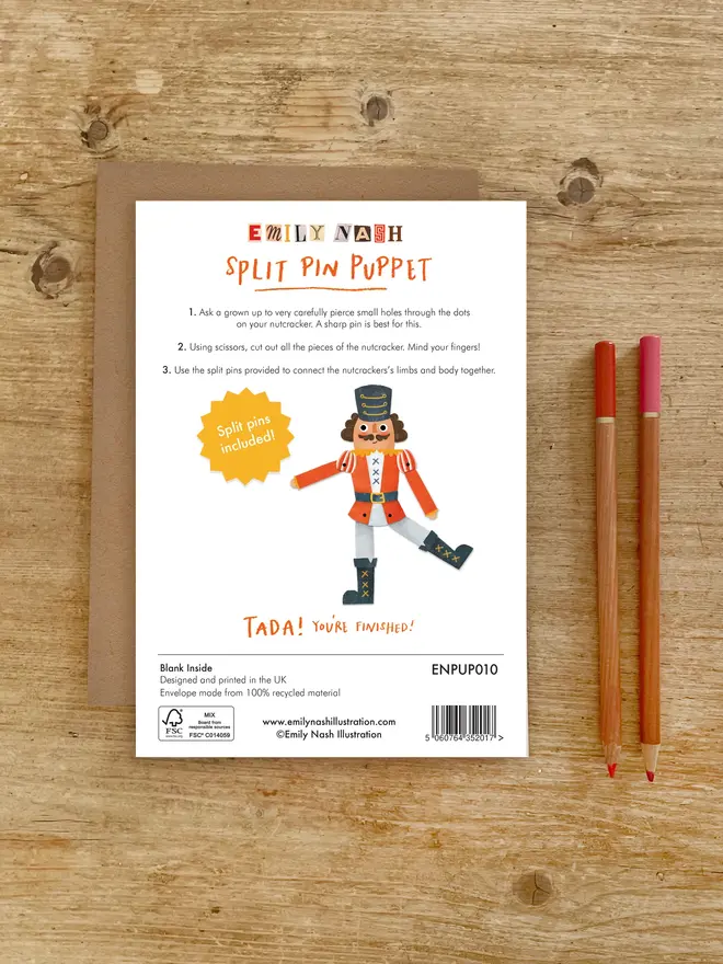 nutcracker split pin puppet card