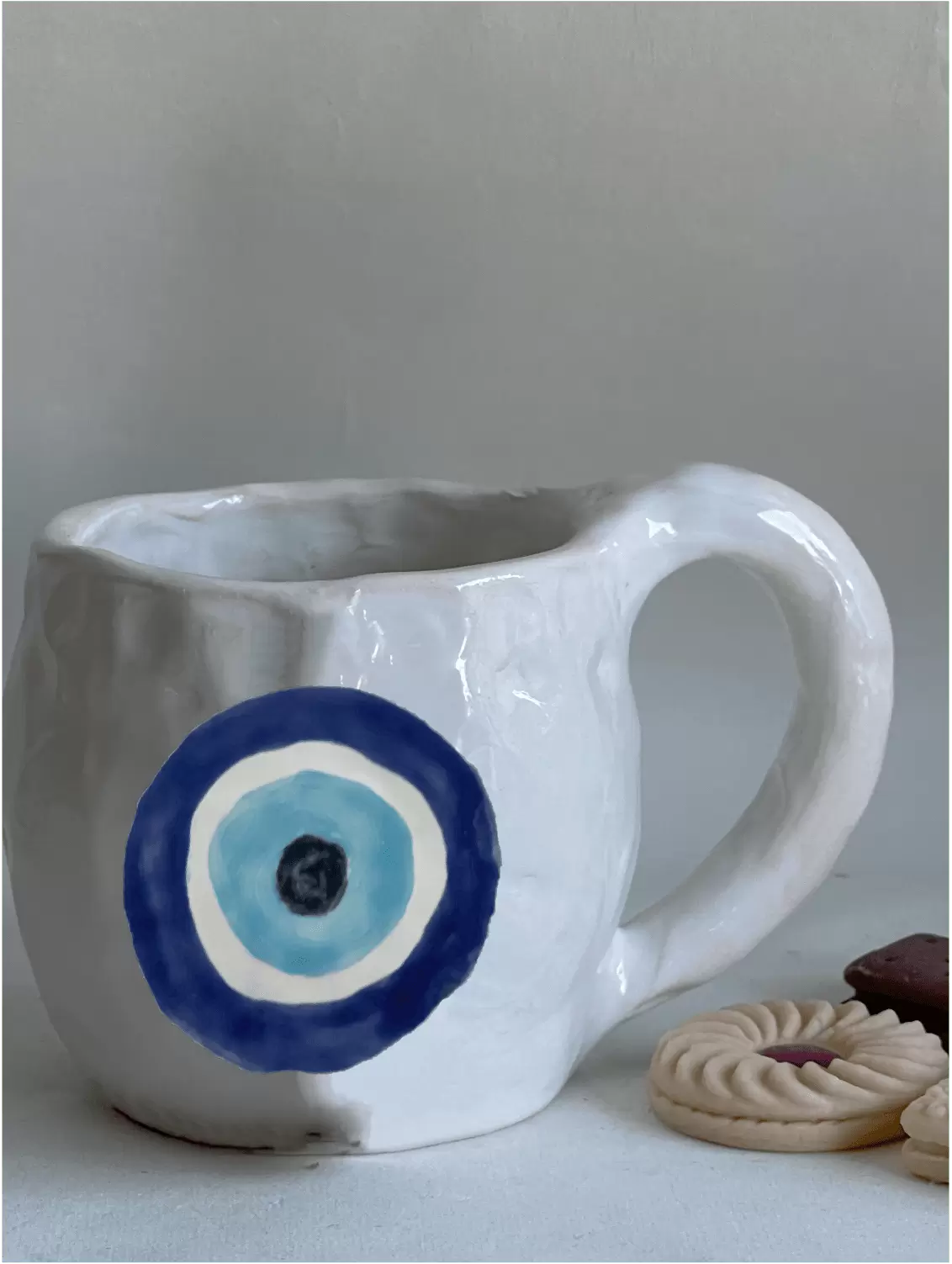 Hand painted evil eye chunky mug