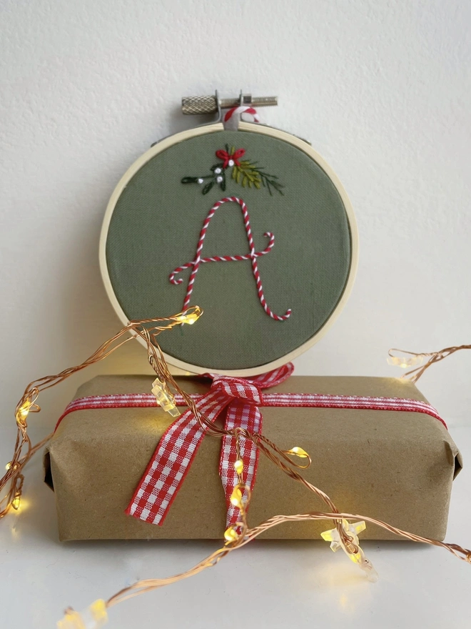 Hand Embroidered Initial Hoop