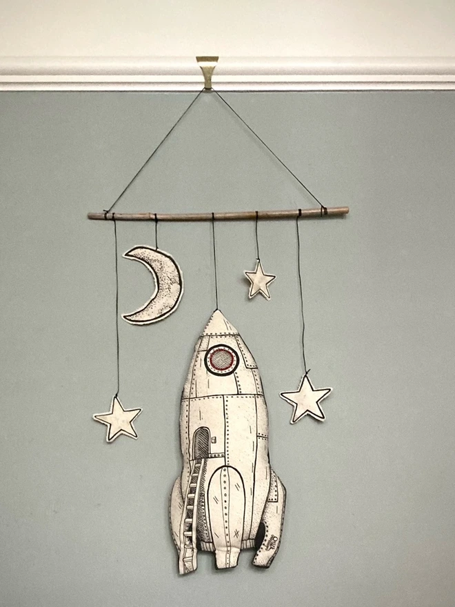 Space Rocket Tea Towel Or Cut & Sew