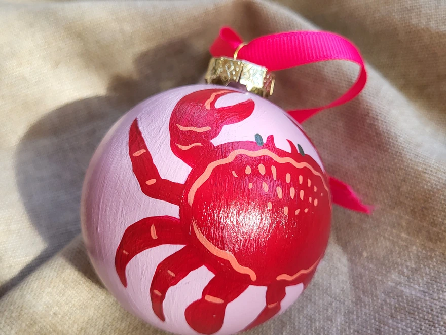 Hand Painted Crab Bauble
