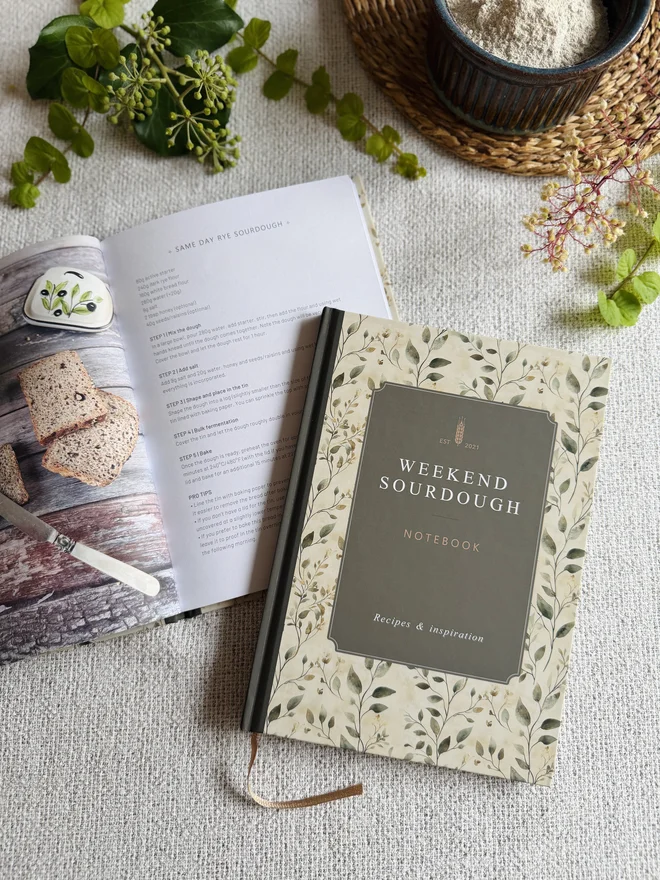 Weekend Sourdough Notebook Front Cover & Rye Bread Recipe Page
