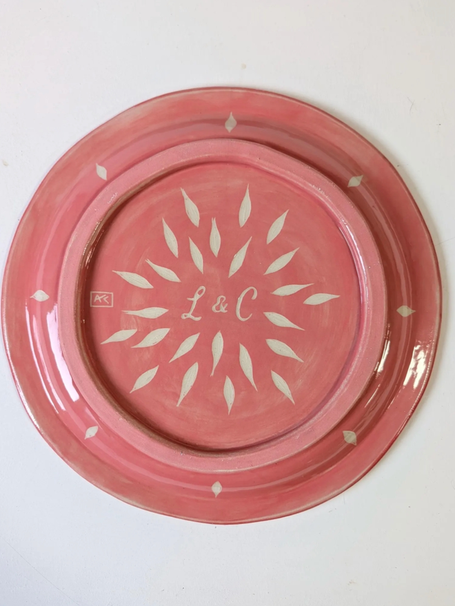 Stoneware Anniversary Plate. The behind of the plate.