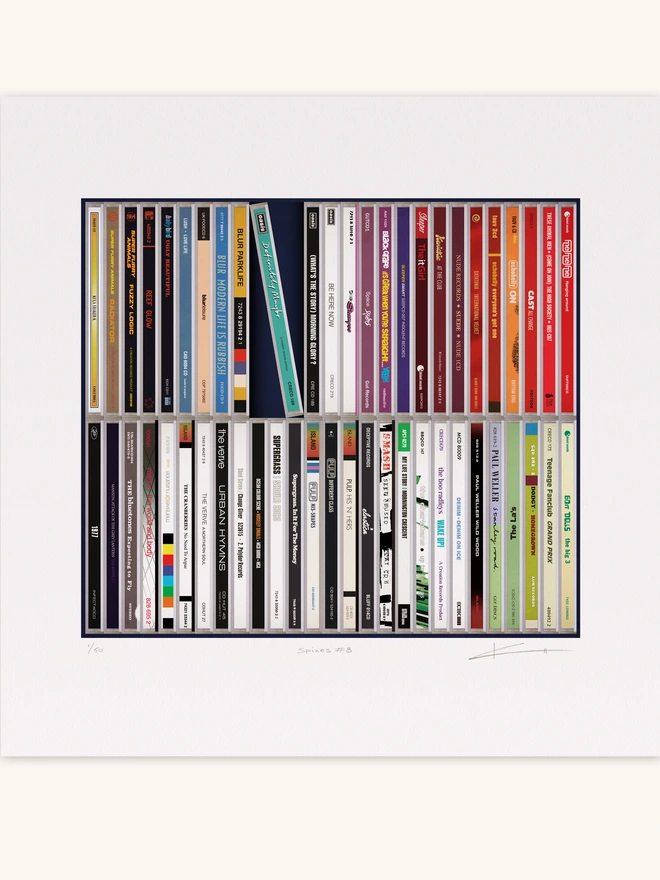 Fine Art print of Britpop CD album spines