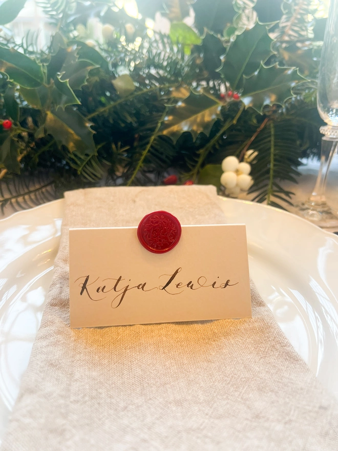 Personalised Calligraphy Christmas Place Cards