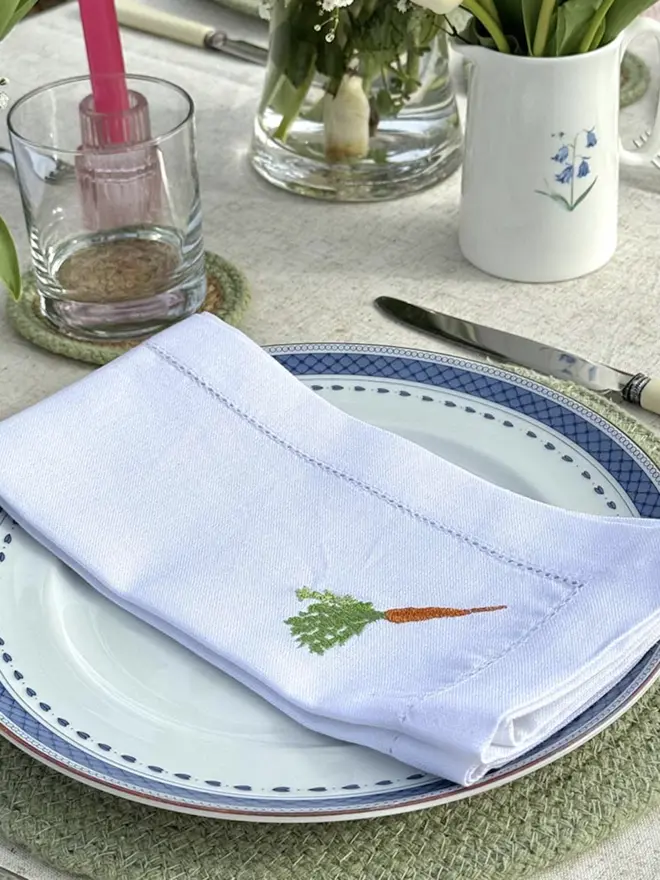 carrot embroidered napkin