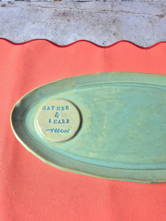 ceramic serving platter, christmas platter, christmas serving dish, Jenny Hopps Pottery, Serving dish, Green serving platter