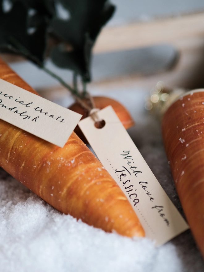 wooden carrot for rudolph christmas eve tradition