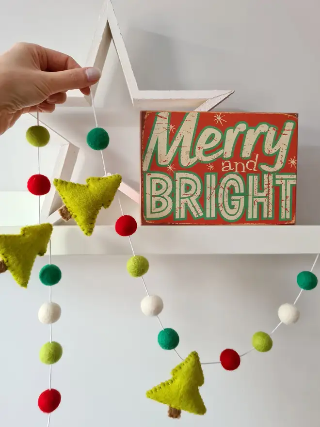 Felt Green Christmas Tree Garland