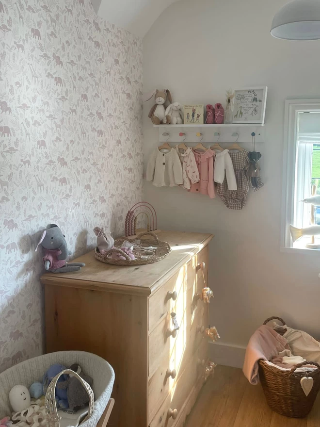 Wild Safari Pink Wallpaper in Baby Girl Nursery