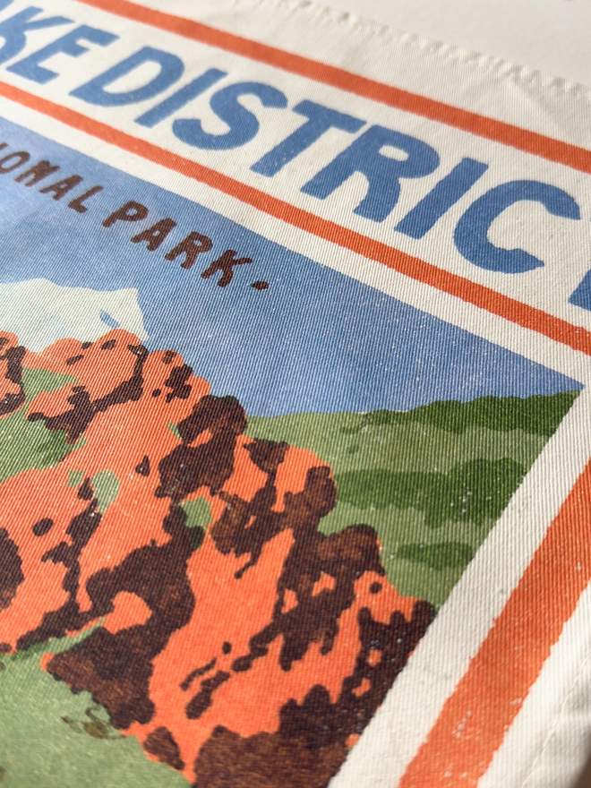 Visit the Lakes Retro Tea Towel Close Up