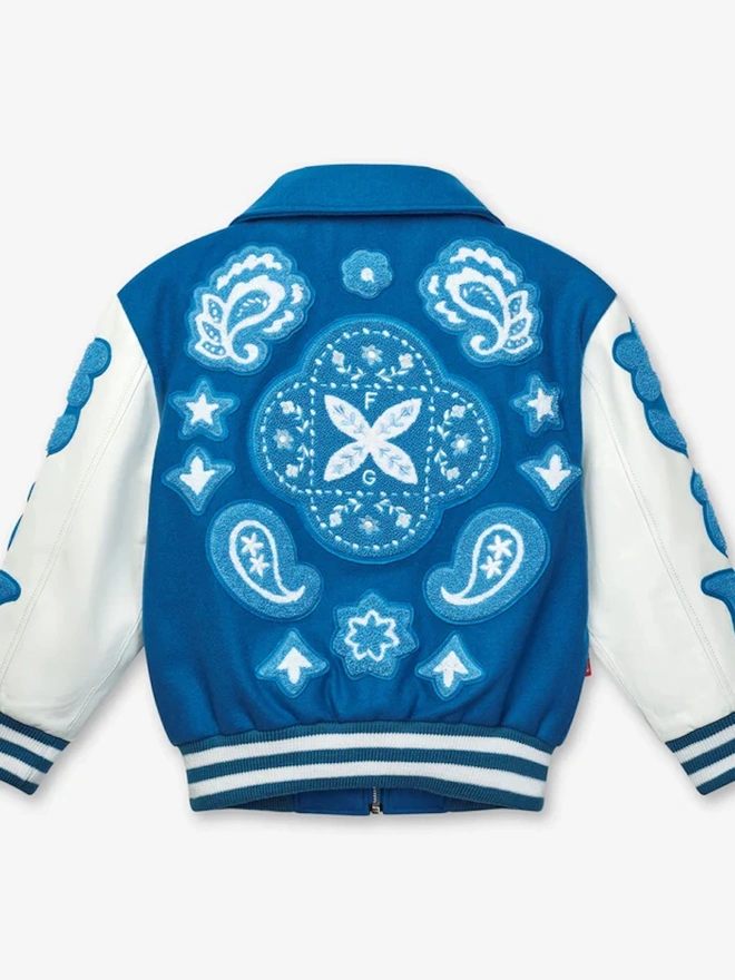 Wool & Leather Boho Front Zip Newark Blue Jacket 