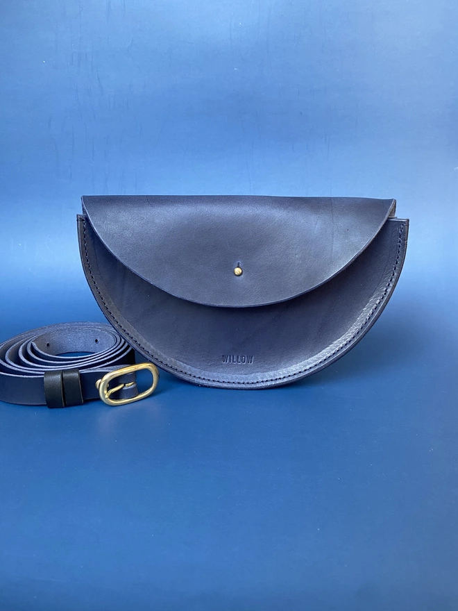 navy leather bag
