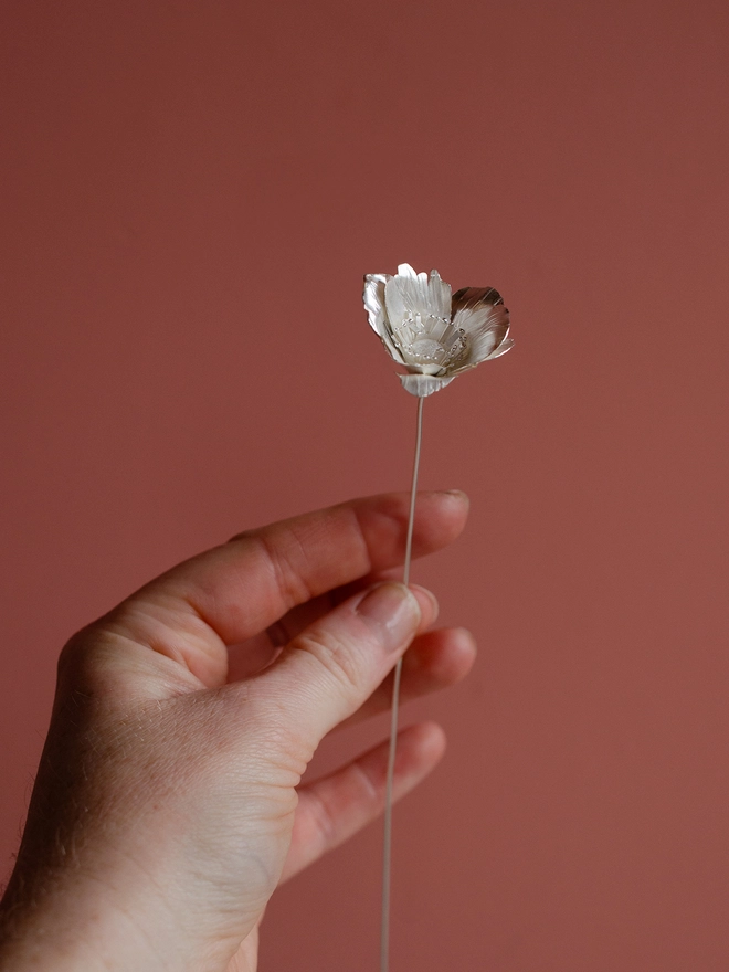 Handmade Silver Anemone Stem By Ellenlou