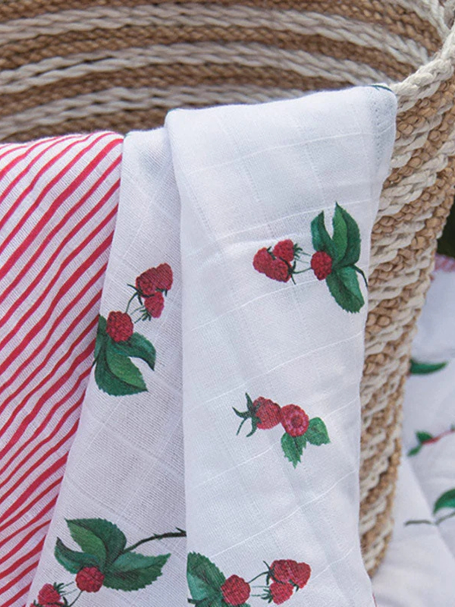 raspberry muslin baby swaddle