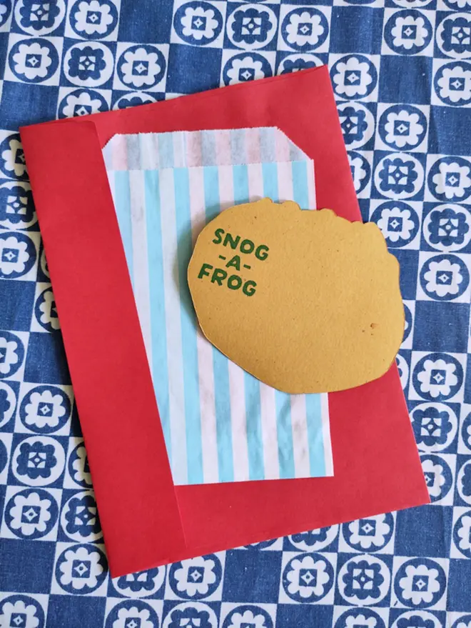 hand painted cinnamon roll cut out on striped paper