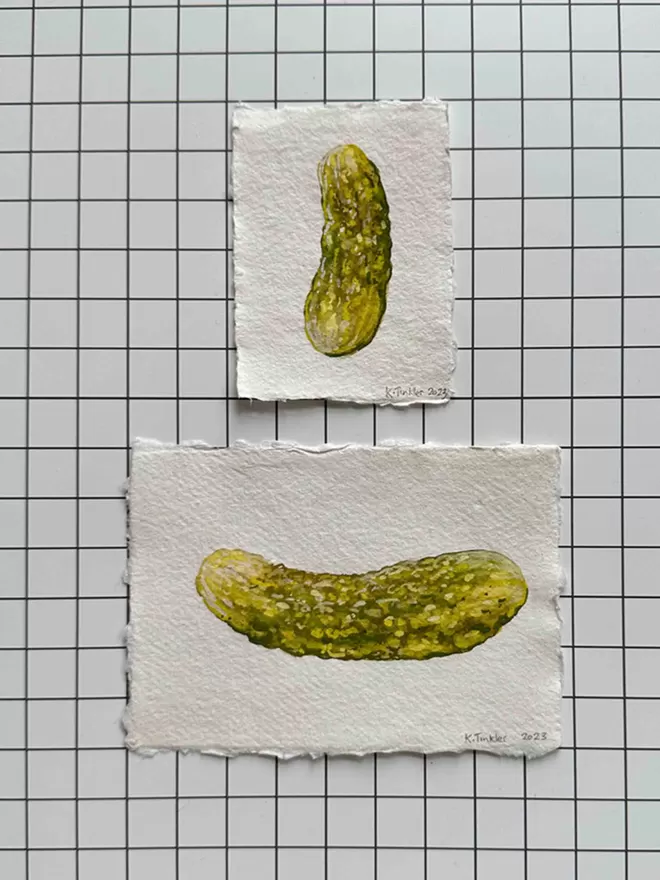 Gherkin pickle gouache painting