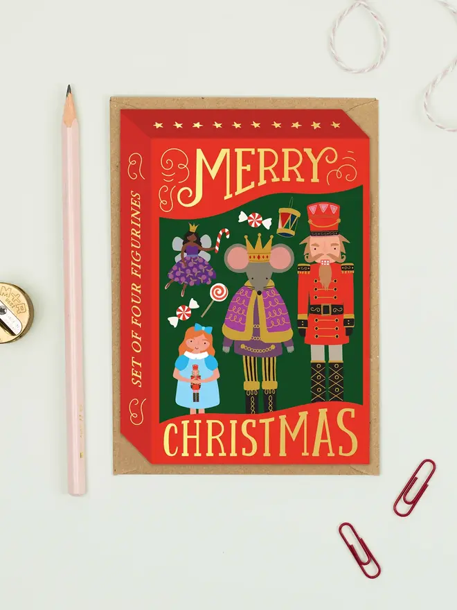 'Merry Christmas' Festive Nutcracker Figurines Box Card