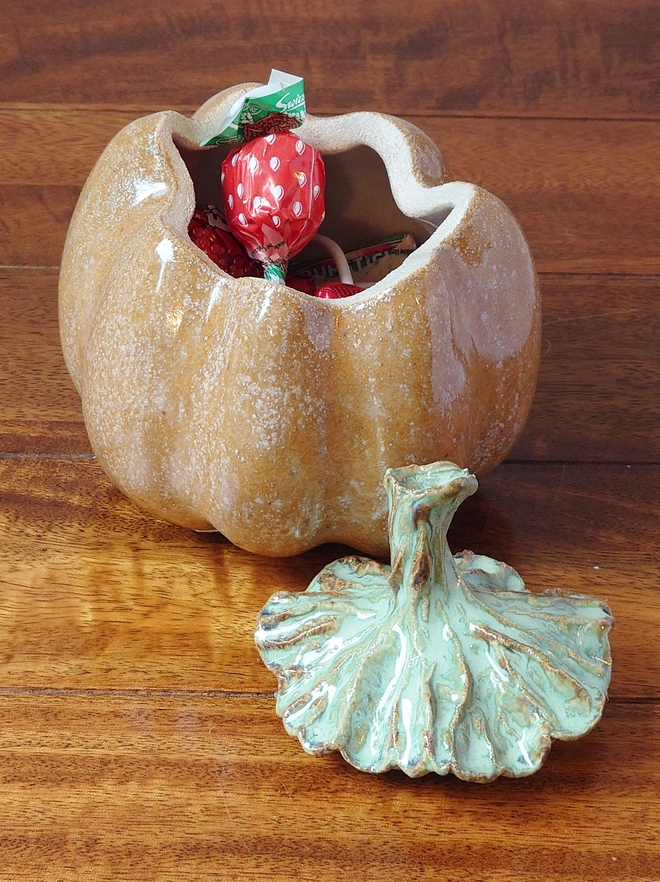 Pumpkin Jar Lidded Pot Halloween Decor